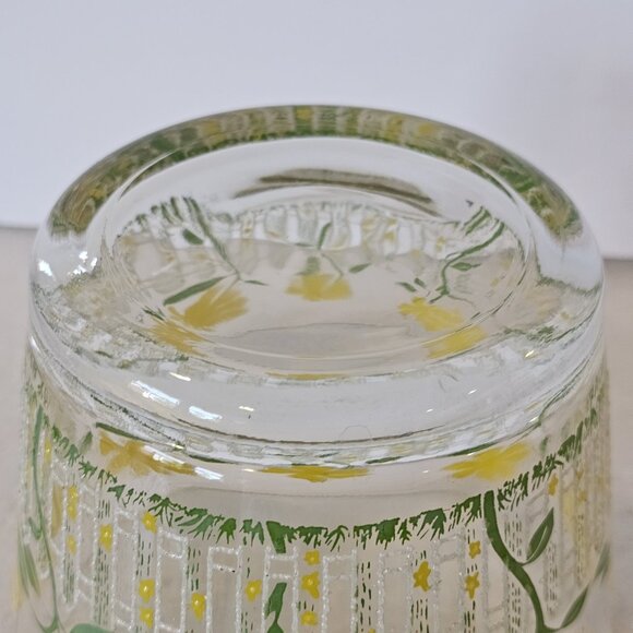 Culver Mod‎ Yellow Flower Picket Fence Clear Glass Ice Bowl Bucket MCM - Picture 10 of 13